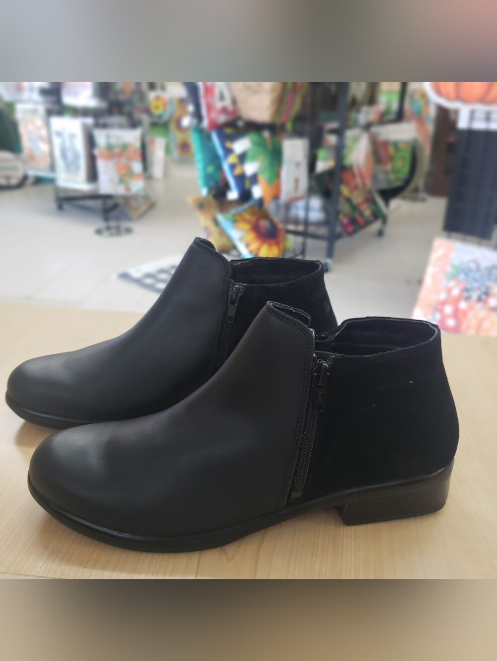 NWT- Naot Helm Suede Leather Combo Both Side Zip Ankle Boots